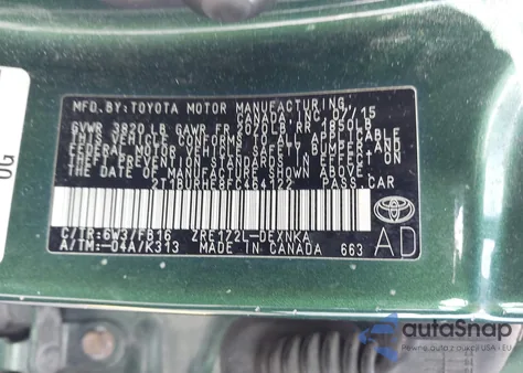 2015 Toyota Corolla Le z USA, uszkodzony, nr VIN 2T1BURHE8FC464122